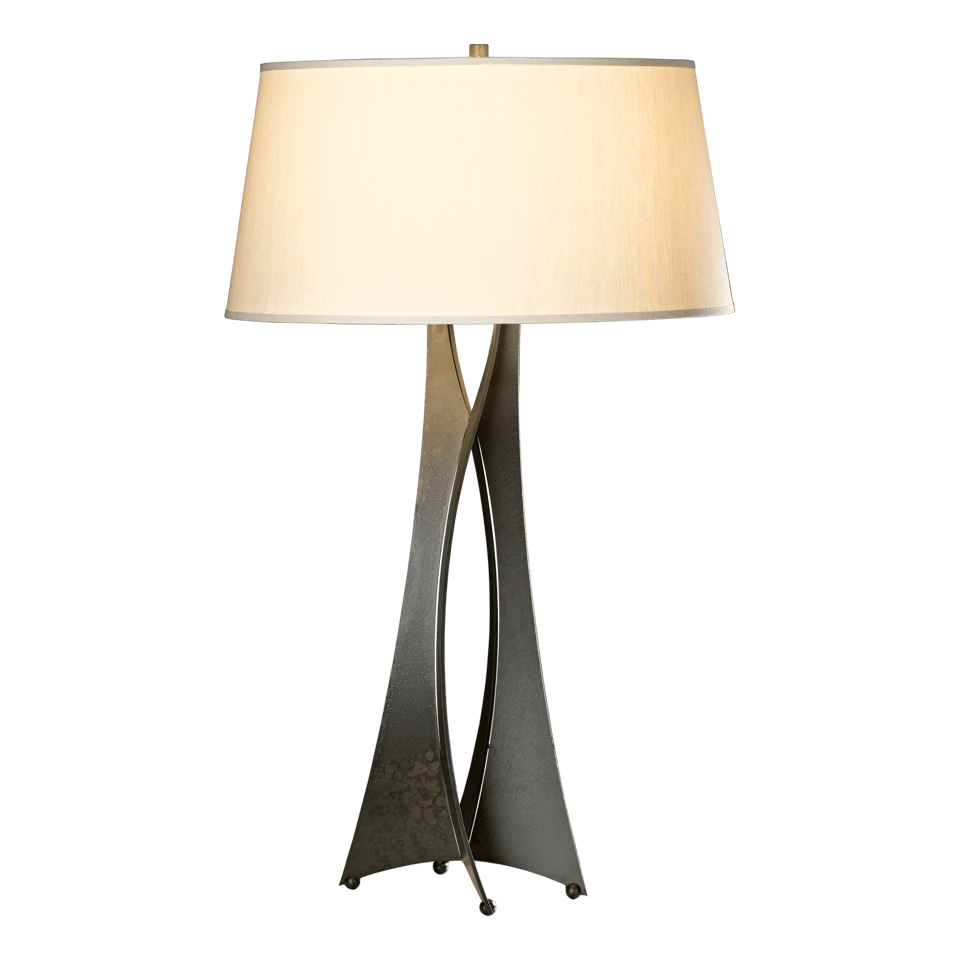 Hubbardton Forge Moreau Tall Table Lamp, Handmade Steel with Dimmable Feature, Flax Linen Shade