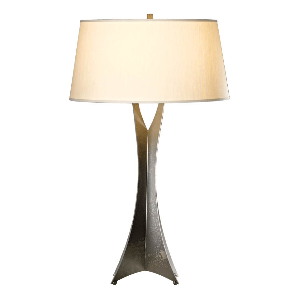 Hubbardton Forge Moreau Tall Table Lamp, Handmade Steel with Dimmable Feature, Flax Linen Shade