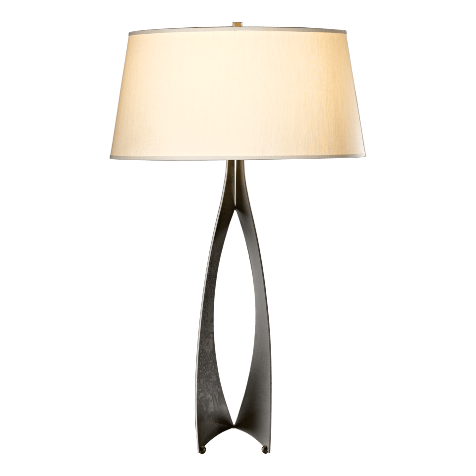 Hubbardton Forge Moreau Tall Table Lamp, Handmade Steel with Dimmable Feature, Flax Linen Shade