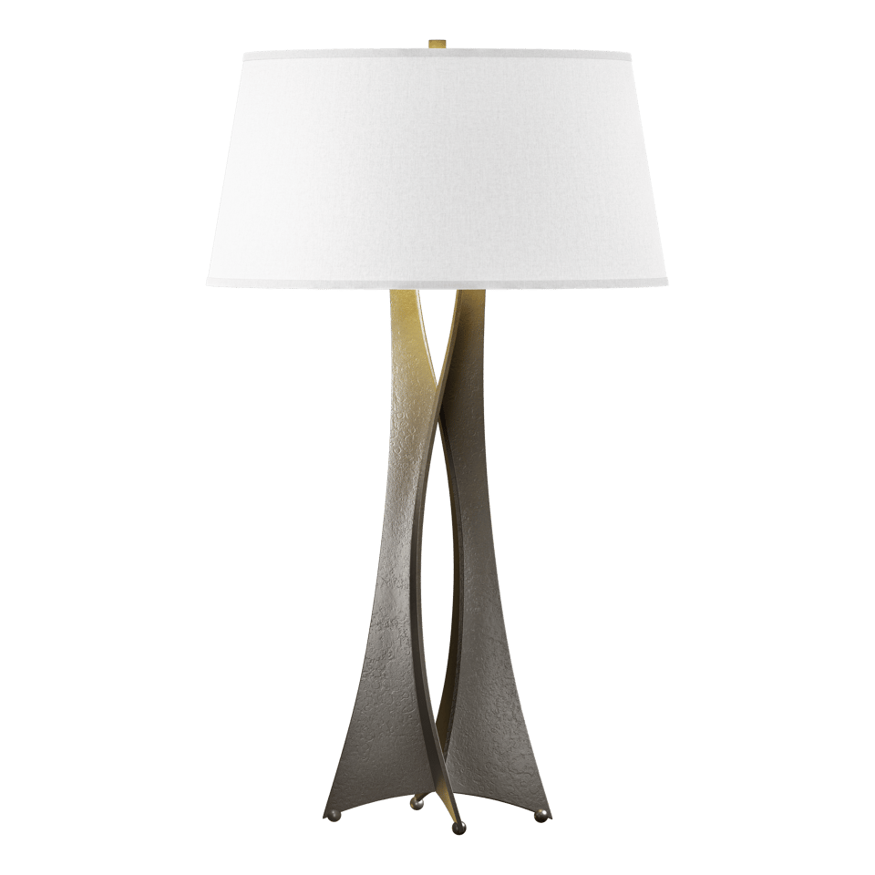 Hubbardton Forge Moreau Tall Table Lamp, Handmade Steel with Dimmable Feature, Flax Linen Shade