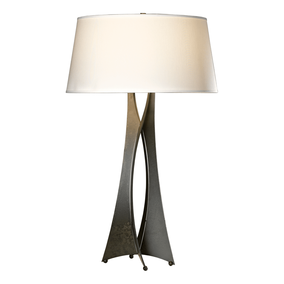 Hubbardton Forge Moreau Tall Table Lamp, Handmade Steel with Dimmable Feature, Flax Linen Shade