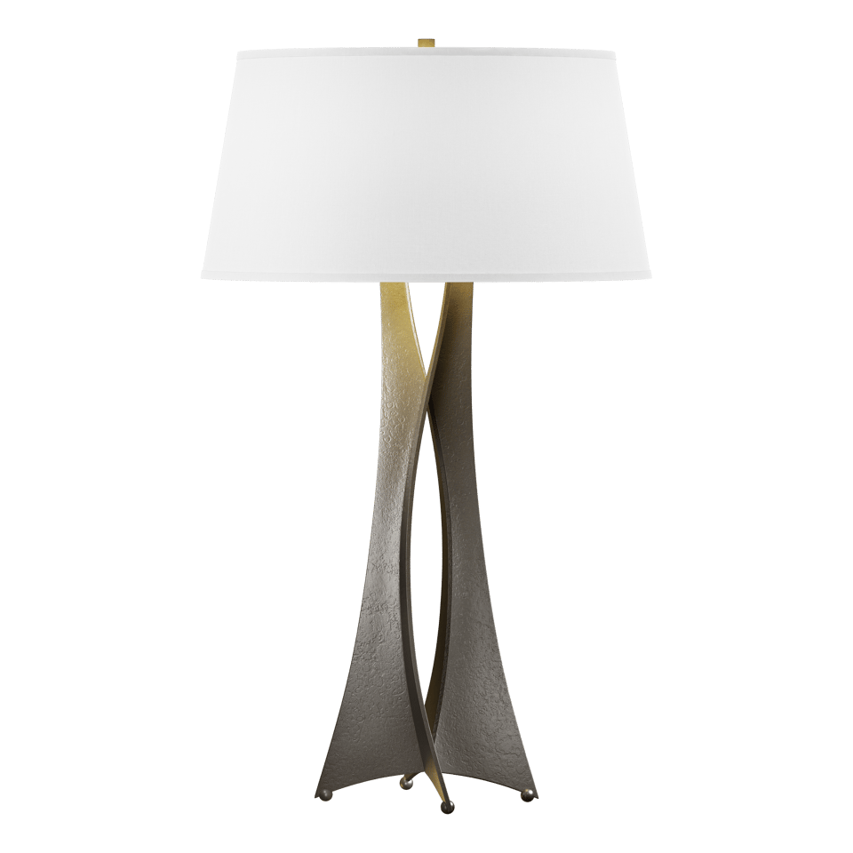 Hubbardton Forge Moreau Tall Table Lamp, Handmade Steel with Dimmable Feature, Flax Linen Shade