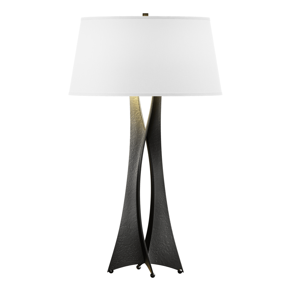 Hubbardton Forge Moreau Tall Table Lamp, Handmade Steel with Dimmable Feature, Flax Linen Shade