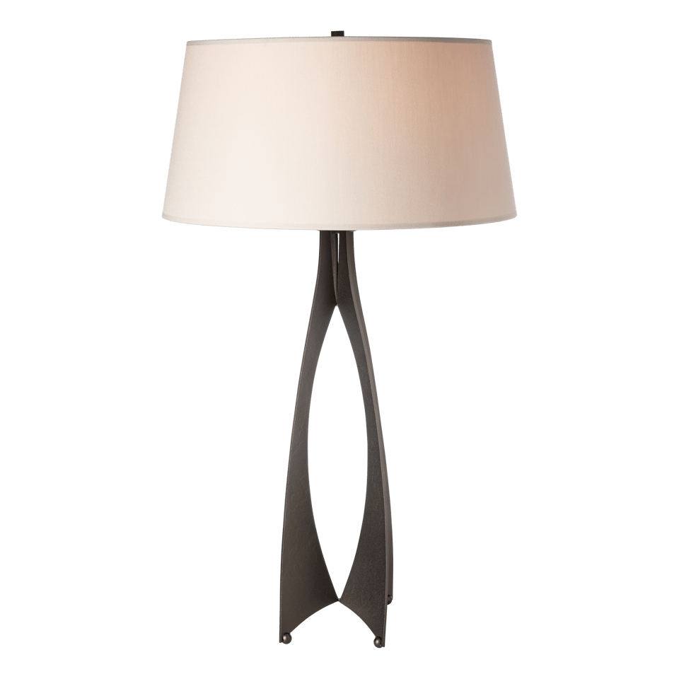 Hubbardton Forge Moreau Tall Table Lamp, Handmade Steel with Dimmable Feature, Flax Linen Shade