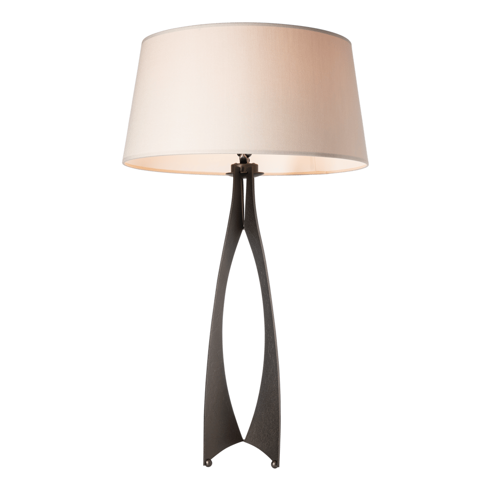 Hubbardton Forge Moreau Tall Table Lamp, Handmade Steel with Dimmable Feature, Flax Linen Shade