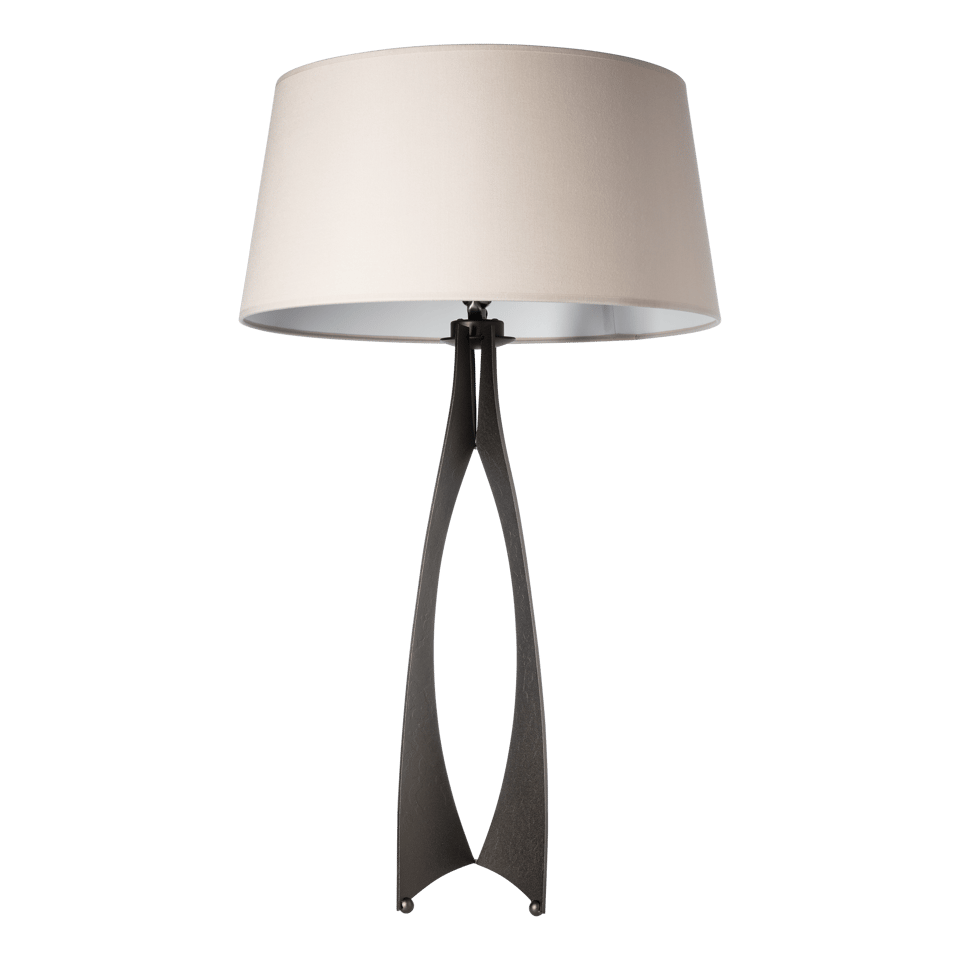 Hubbardton Forge Moreau Tall Table Lamp, Handmade Steel with Dimmable Feature, Flax Linen Shade