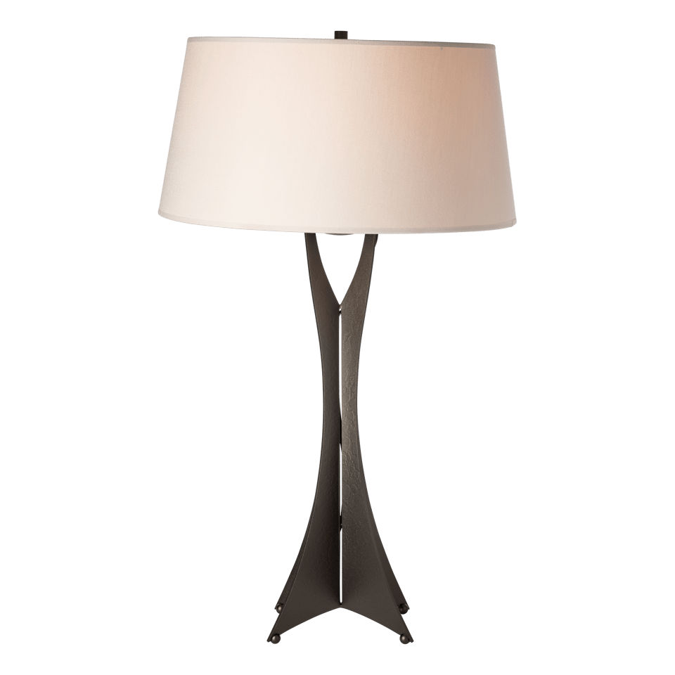 Hubbardton Forge Moreau Tall Table Lamp, Handmade Steel with Dimmable Feature, Flax Linen Shade