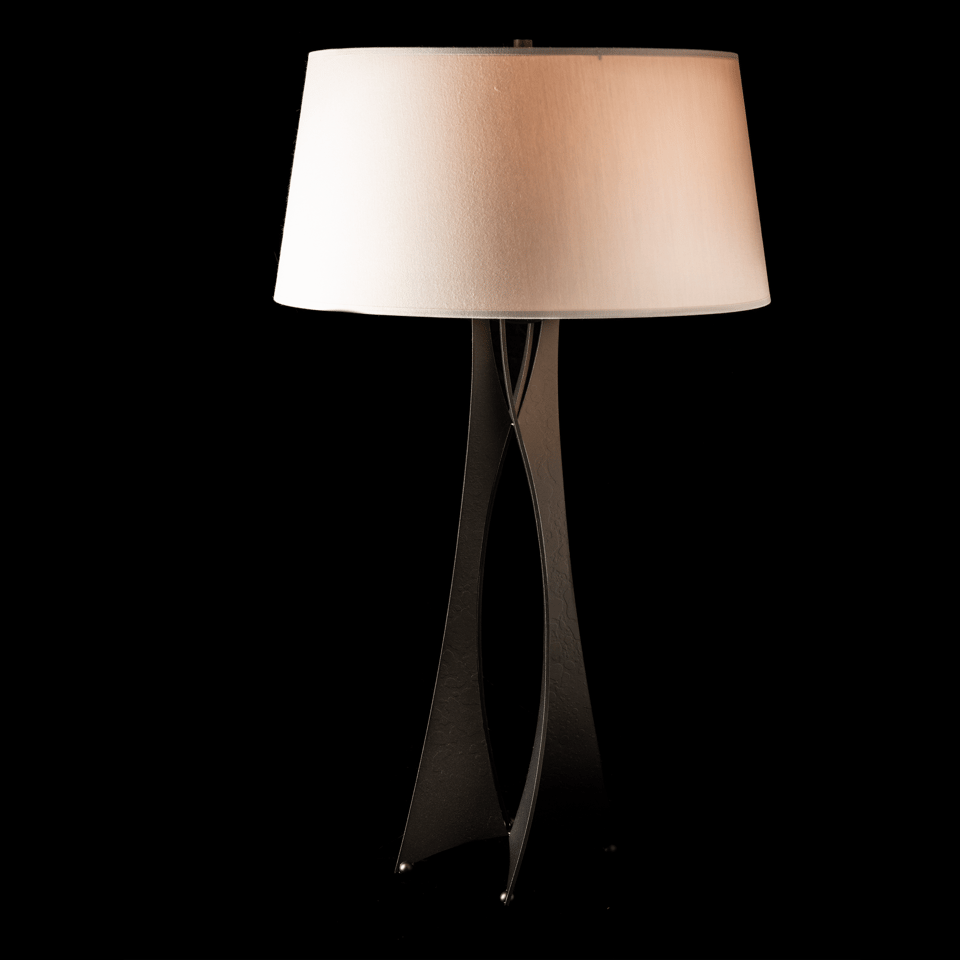 Hubbardton Forge Moreau Tall Table Lamp, Handmade Steel with Dimmable Feature, Flax Linen Shade