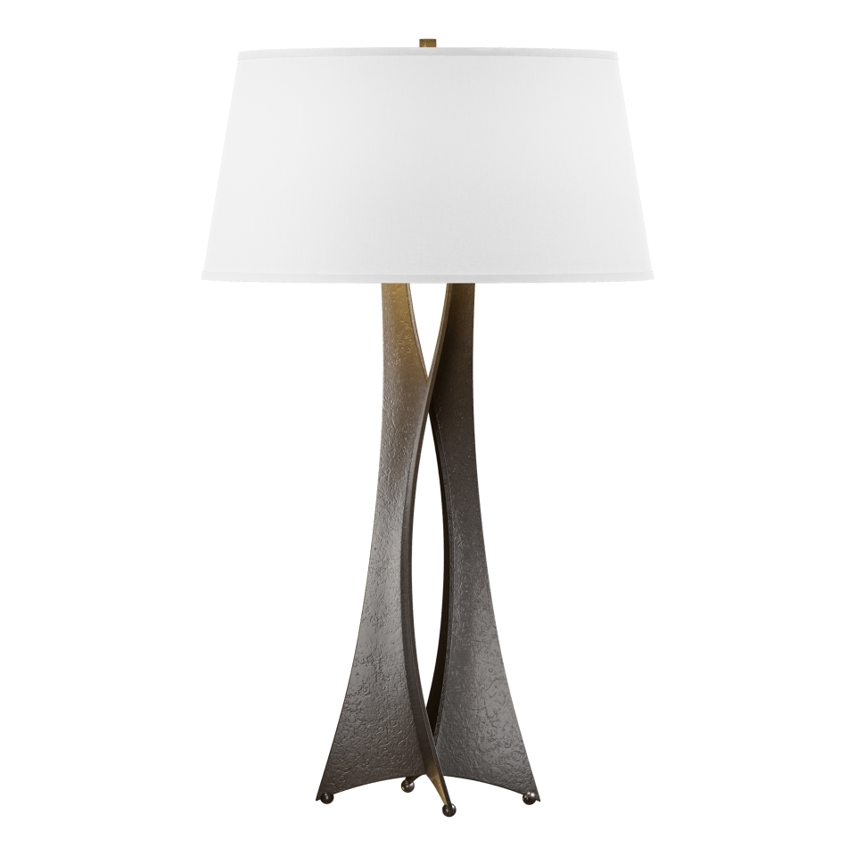 Hubbardton Forge Moreau Tall Table Lamp, Handmade Steel with Dimmable Feature, Flax Linen Shade