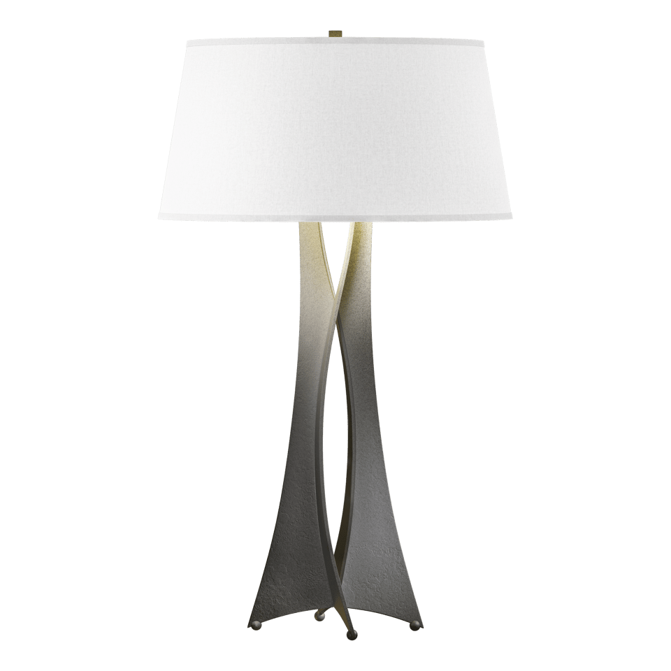 Hubbardton Forge Moreau Tall Table Lamp, Handmade Steel with Dimmable Feature, Flax Linen Shade