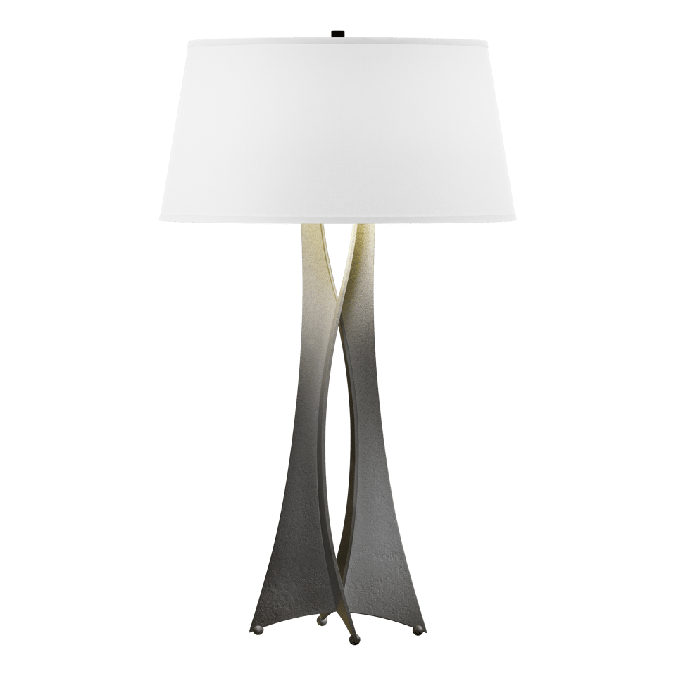 Hubbardton Forge Moreau Tall Table Lamp, Handmade Steel with Dimmable Feature, Flax Linen Shade