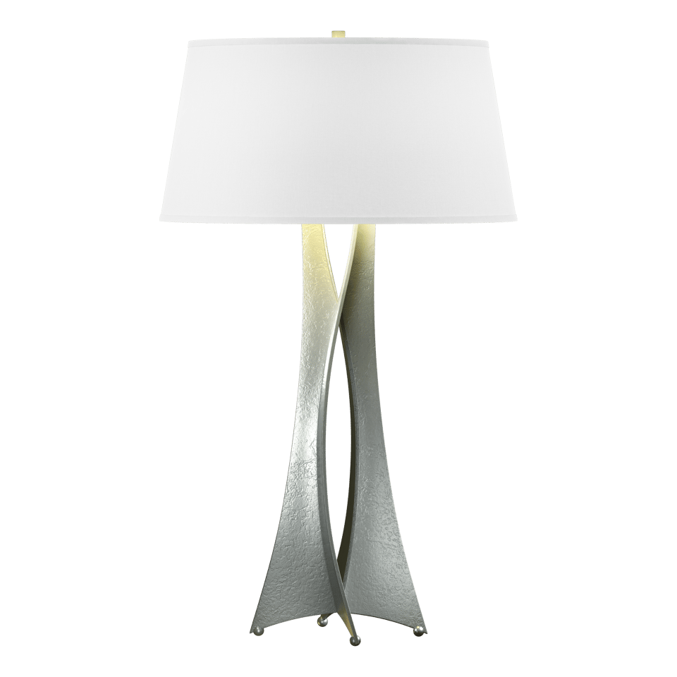 Hubbardton Forge Moreau Tall Table Lamp, Handmade Steel with Dimmable Feature, Flax Linen Shade