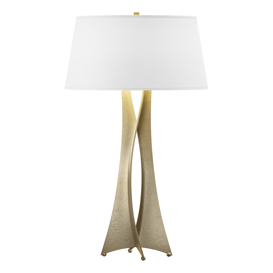 Hubbardton Forge Moreau Tall Table Lamp, Handmade Steel with Dimmable Feature, Flax Linen Shade