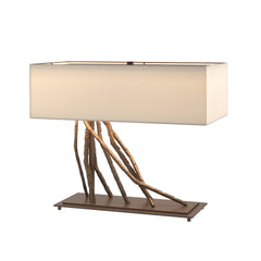 Hubbardton Forge Brindille Table Lamp - Handcrafted Twig Design with Dimmable Linen Shade, 16.5" Height