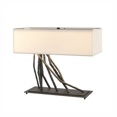 Hubbardton Forge Brindille Table Lamp - Handcrafted Twig Design with Dimmable Linen Shade, 16.5" Height