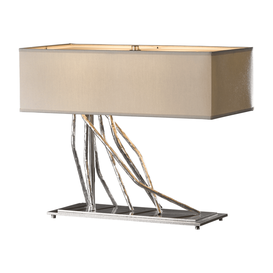 Hubbardton Forge Brindille Table Lamp - Handcrafted Twig Design with Dimmable Linen Shade, 16.5" Height