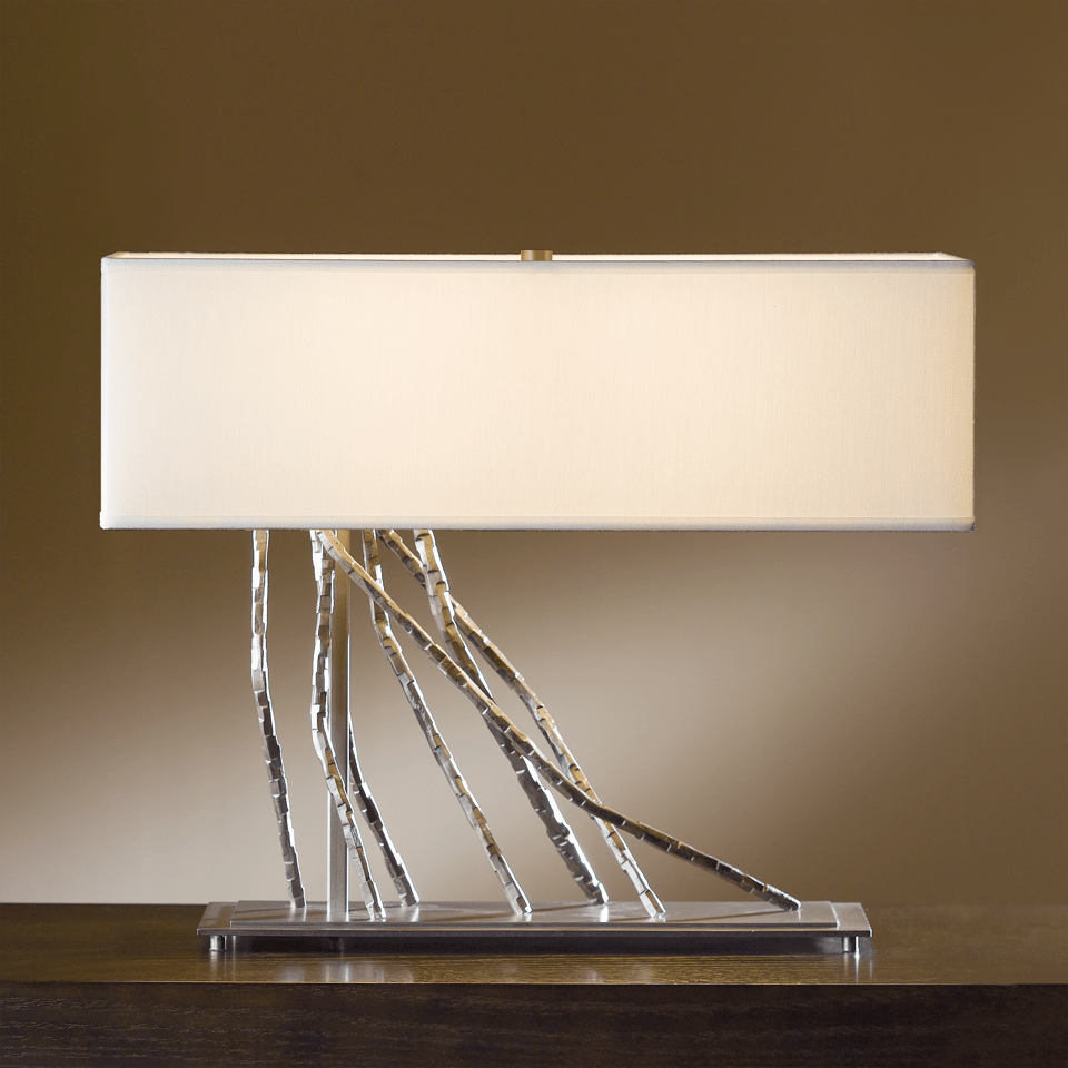 Hubbardton Forge Brindille Table Lamp - Handcrafted Twig Design with Dimmable Linen Shade, 16.5" Height