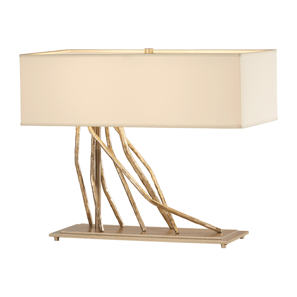 Hubbardton Forge Brindille Table Lamp - Handcrafted Twig Design with Dimmable Linen Shade, 16.5" Height