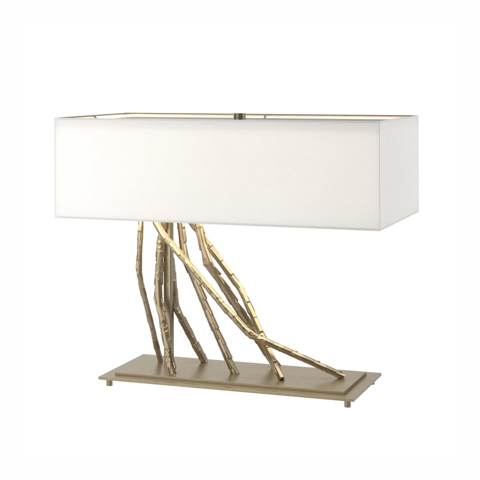 Hubbardton Forge Brindille Table Lamp - Handcrafted Twig Design with Dimmable Linen Shade, 16.5" Height