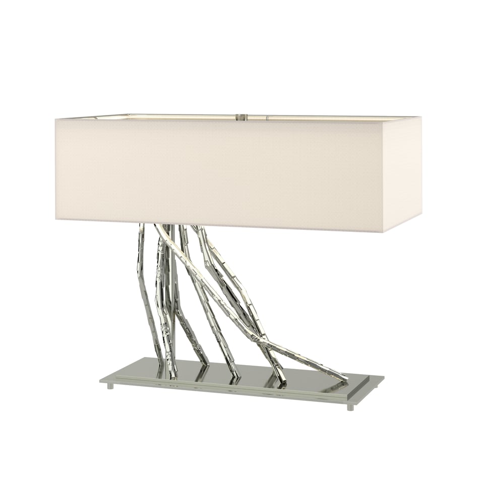 Hubbardton Forge Brindille Table Lamp - Handcrafted Twig Design with Dimmable Linen Shade, 16.5" Height