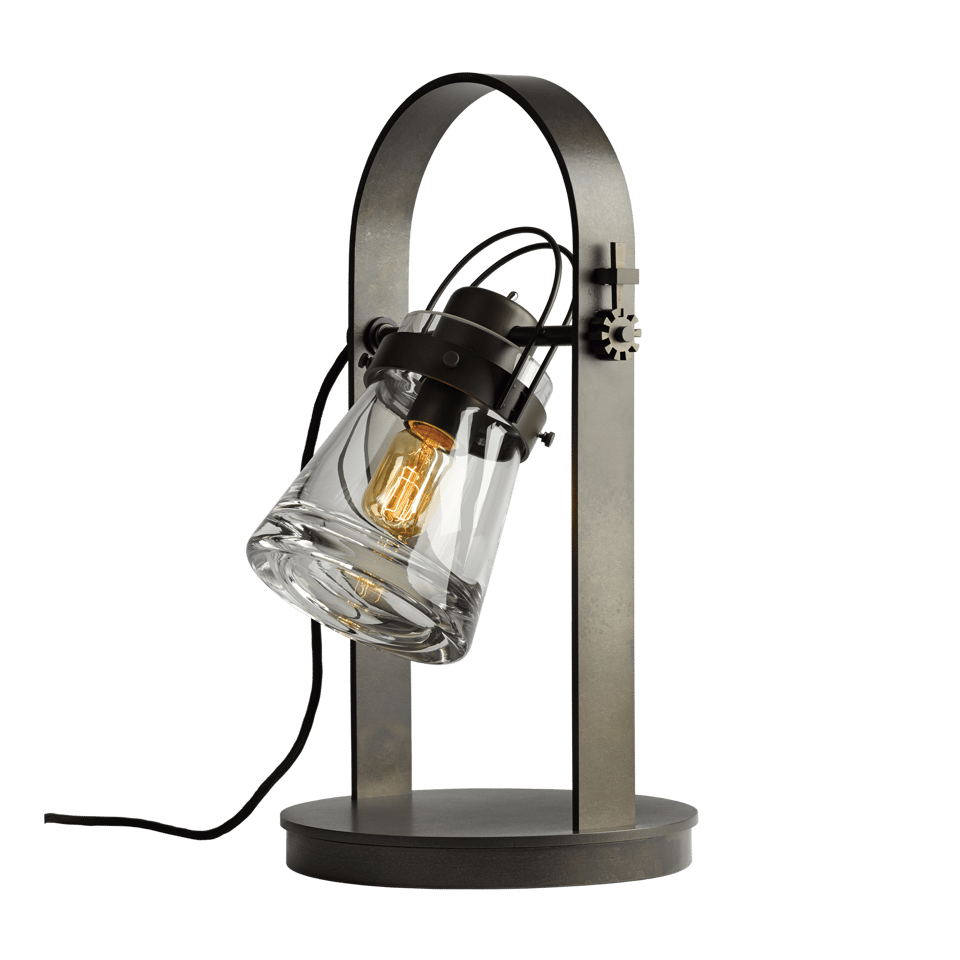 Erlenmeyer Table Lamp by Hubbardton Forge, 19.4" Tall, Dimmable, Clear Blown-Glass, Multiple Finishes