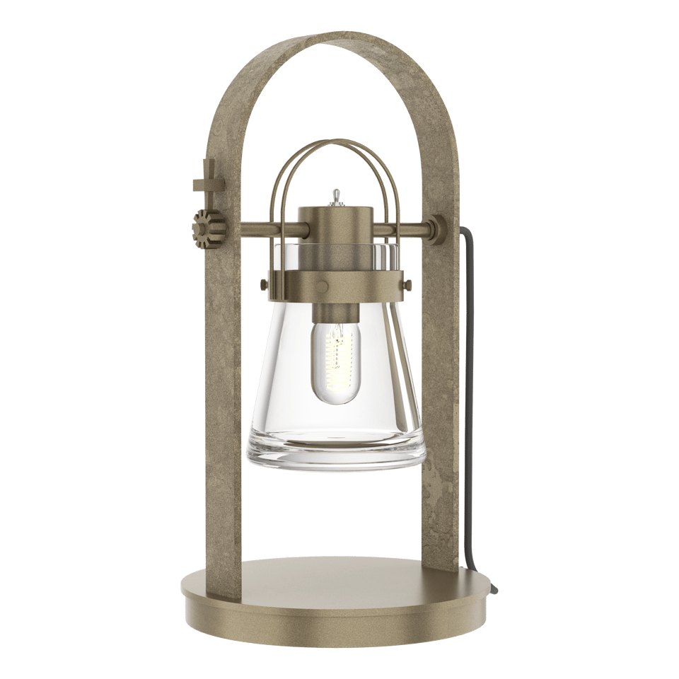 Erlenmeyer Table Lamp by Hubbardton Forge, 19.4" Tall, Dimmable, Clear Blown-Glass, Multiple Finishes