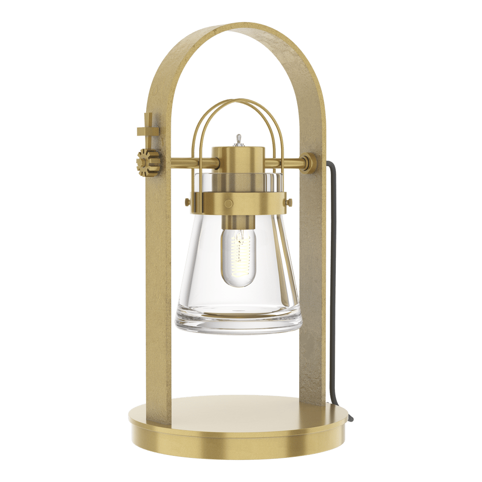 Erlenmeyer Table Lamp by Hubbardton Forge, 19.4" Tall, Dimmable, Clear Blown-Glass, Multiple Finishes