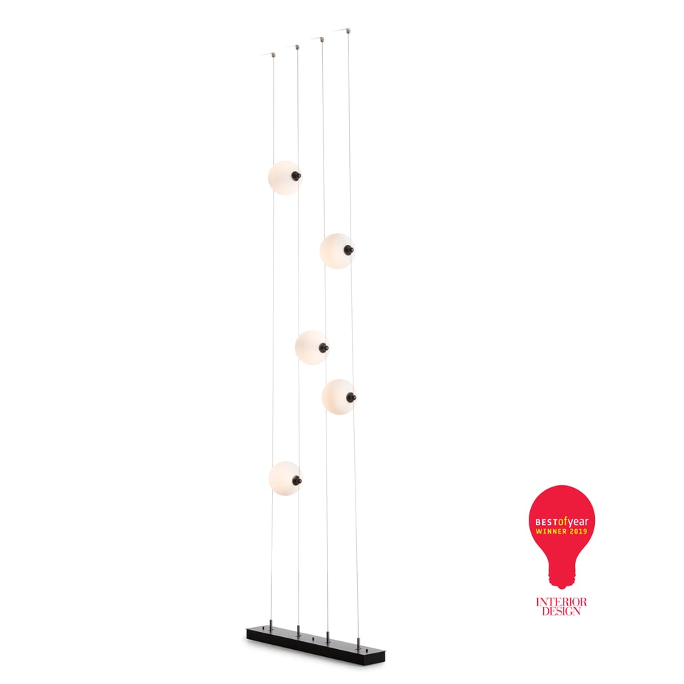 Hubbardton Forge Abacus 5-Light Floor-to-Ceiling Plug-In LED Lamp with Dimmable Features and Customizable Finishes