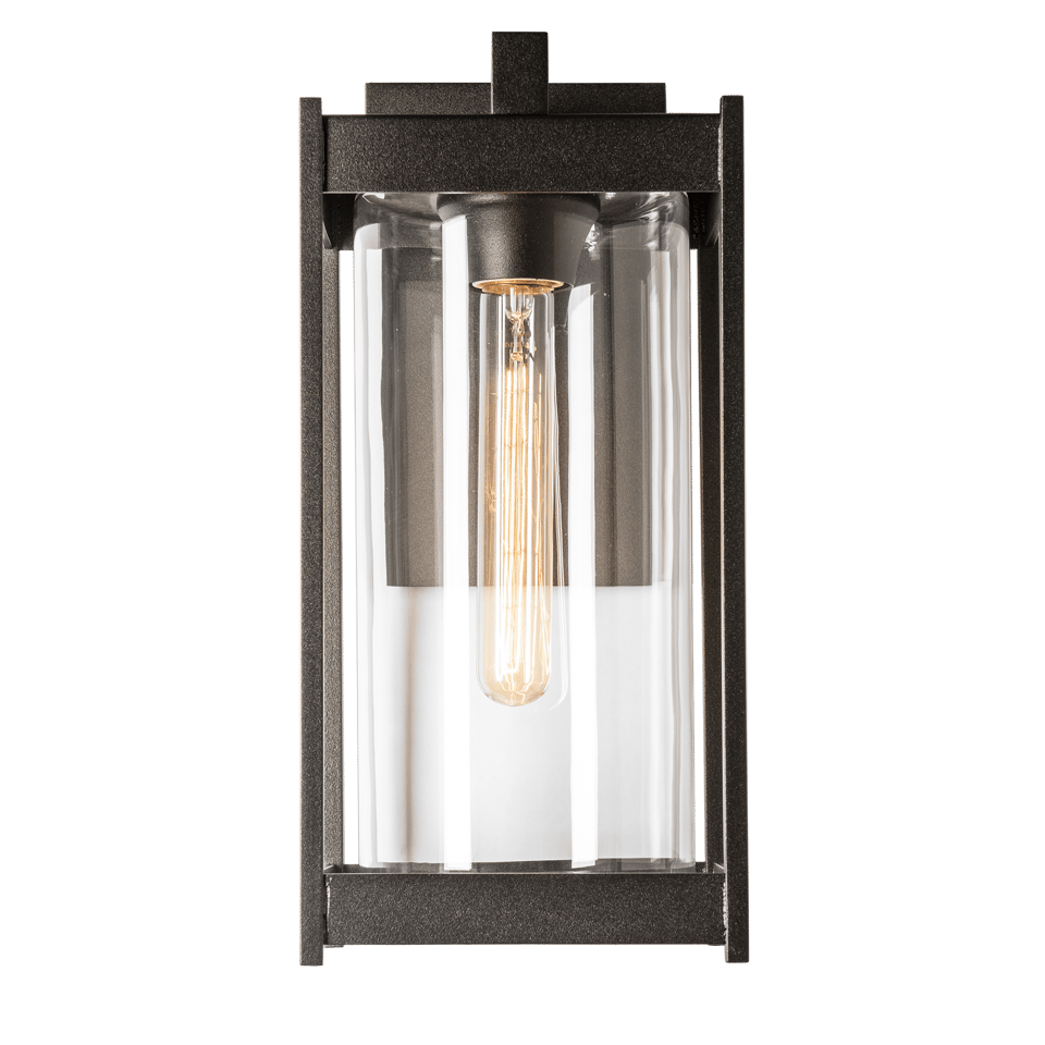 Cela Medium Outdoor Sconce by Hubbardton Forge - Modern Aluminum Wall Lantern with Opal Glass Shade, Dimmable, 100W Max