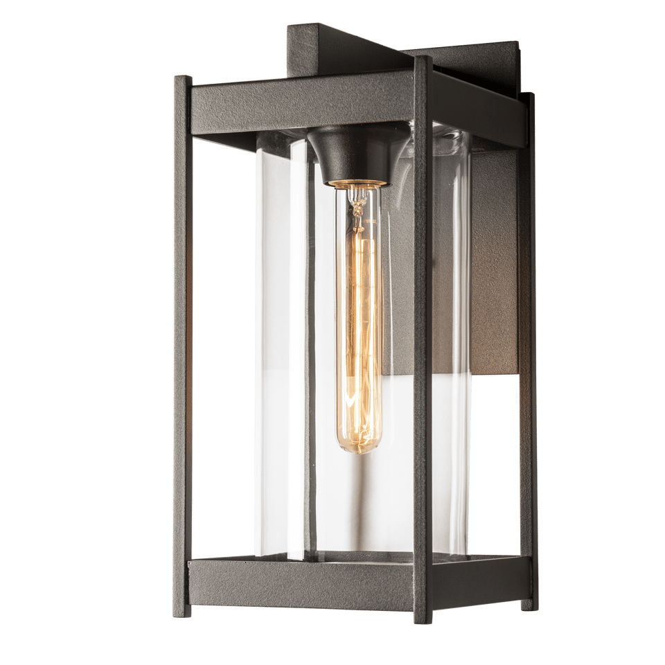 Cela Medium Outdoor Sconce by Hubbardton Forge - Modern Aluminum Wall Lantern with Opal Glass Shade, Dimmable, 100W Max