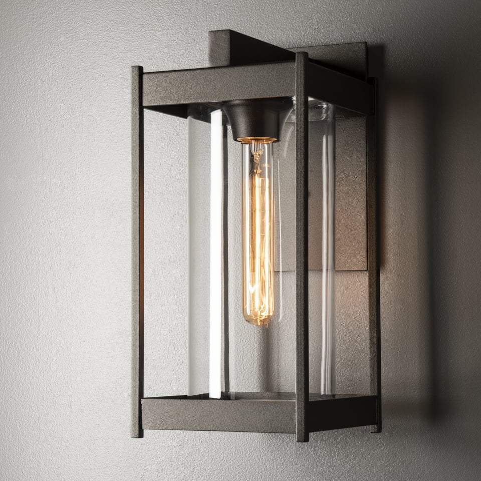 Cela Medium Outdoor Sconce by Hubbardton Forge - Modern Aluminum Wall Lantern with Opal Glass Shade, Dimmable, 100W Max