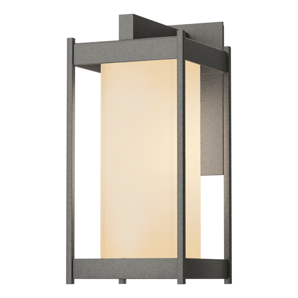 Cela Medium Outdoor Sconce by Hubbardton Forge - Modern Aluminum Wall Lantern with Opal Glass Shade, Dimmable, 100W Max