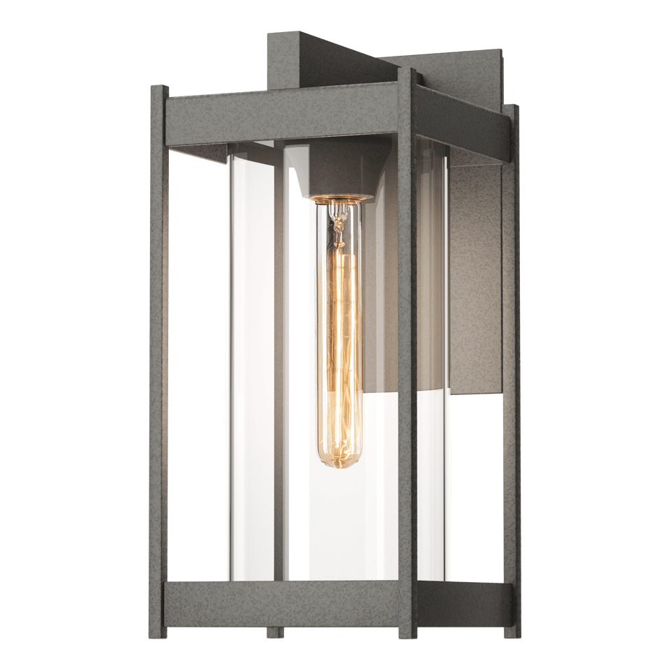 Cela Medium Outdoor Sconce by Hubbardton Forge - Modern Aluminum Wall Lantern with Opal Glass Shade, Dimmable, 100W Max