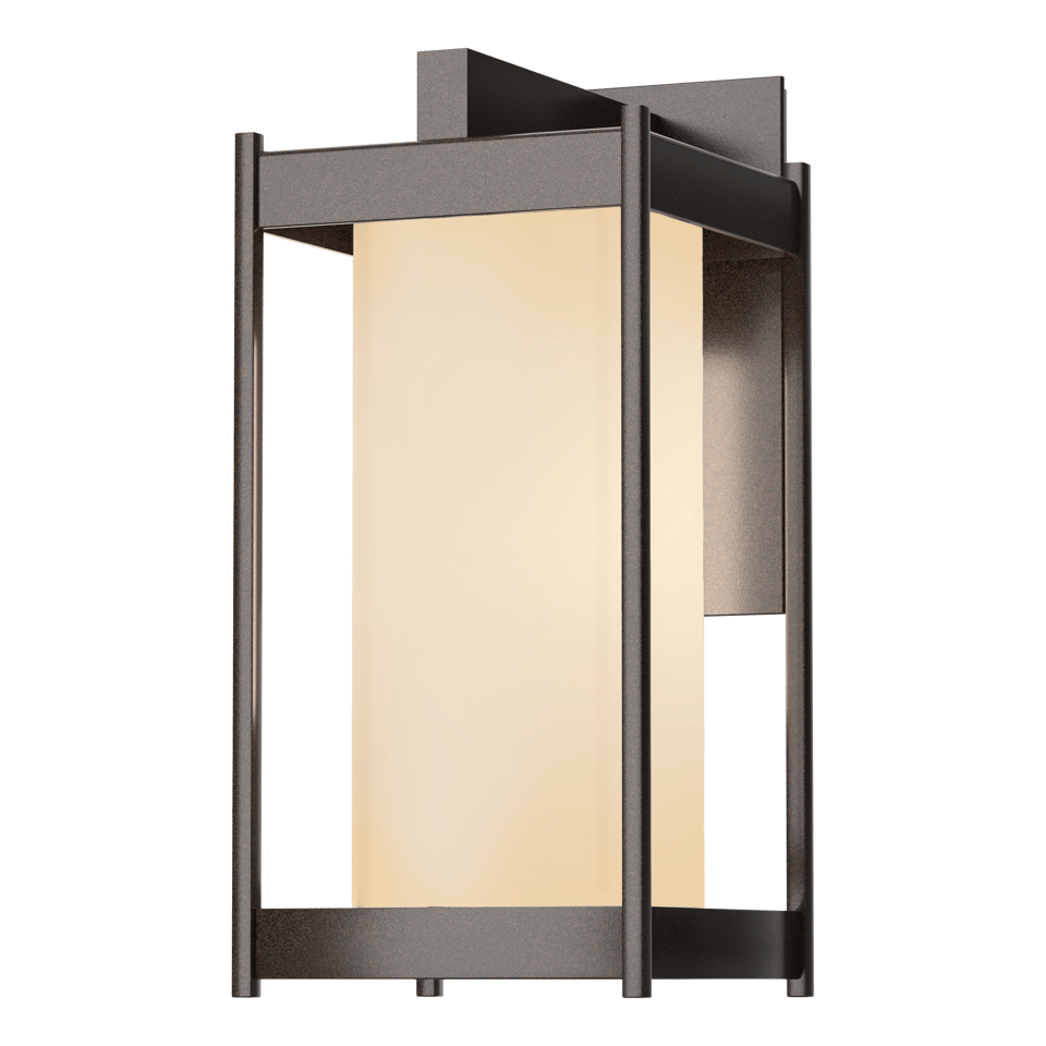 Cela Medium Outdoor Sconce by Hubbardton Forge - Modern Aluminum Wall Lantern with Opal Glass Shade, Dimmable, 100W Max