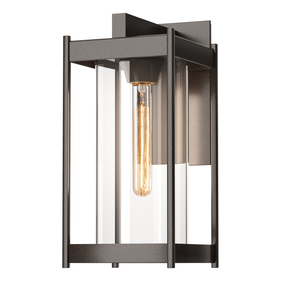 Cela Medium Outdoor Sconce by Hubbardton Forge - Modern Aluminum Wall Lantern with Opal Glass Shade, Dimmable, 100W Max