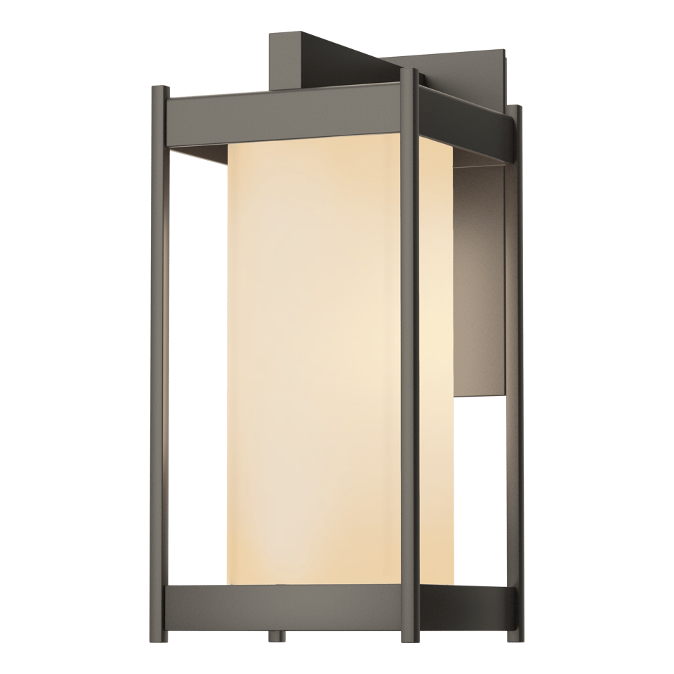 Cela Medium Outdoor Sconce by Hubbardton Forge - Modern Aluminum Wall Lantern with Opal Glass Shade, Dimmable, 100W Max