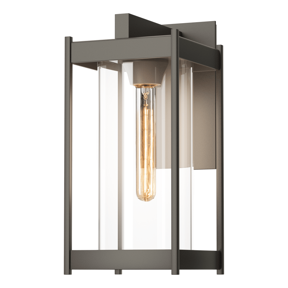 Cela Medium Outdoor Sconce by Hubbardton Forge - Modern Aluminum Wall Lantern with Opal Glass Shade, Dimmable, 100W Max