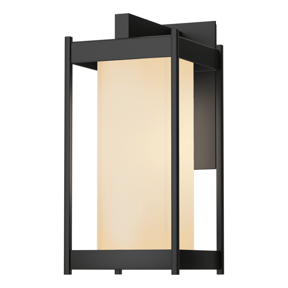 Cela Medium Outdoor Sconce by Hubbardton Forge - Modern Aluminum Wall Lantern with Opal Glass Shade, Dimmable, 100W Max