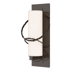 Hubbardton Forge Olympus Medium Outdoor Sconce with Opal Glass, Hammered Rings, and Weatherproof Design