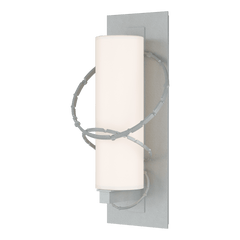 Hubbardton Forge Olympus Medium Outdoor Sconce with Opal Glass, Hammered Rings, and Weatherproof Design