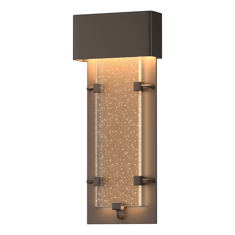 Hubbardton Forge Ursa 11W Small LED Outdoor Sconce with Seeded Glass, Dimmable & UL Wet Rated