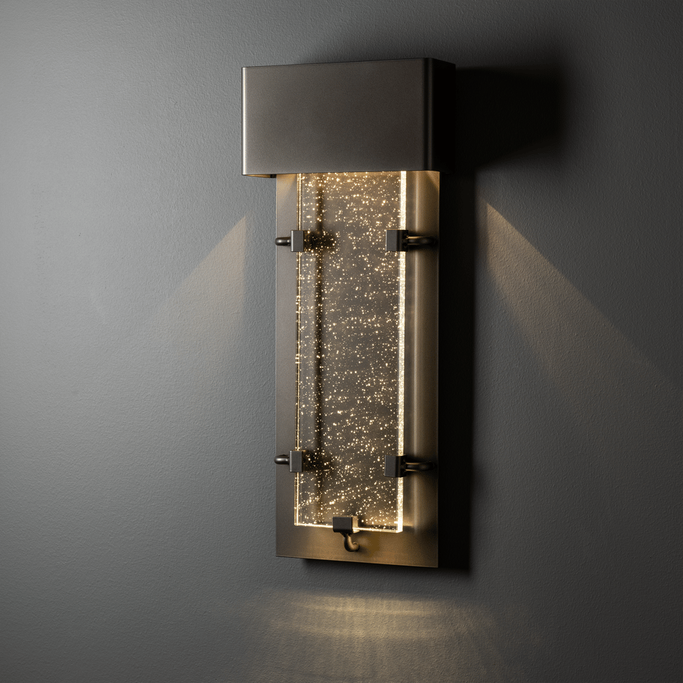 Hubbardton Forge Ursa 11W Small LED Outdoor Sconce with Seeded Glass, Dimmable & UL Wet Rated