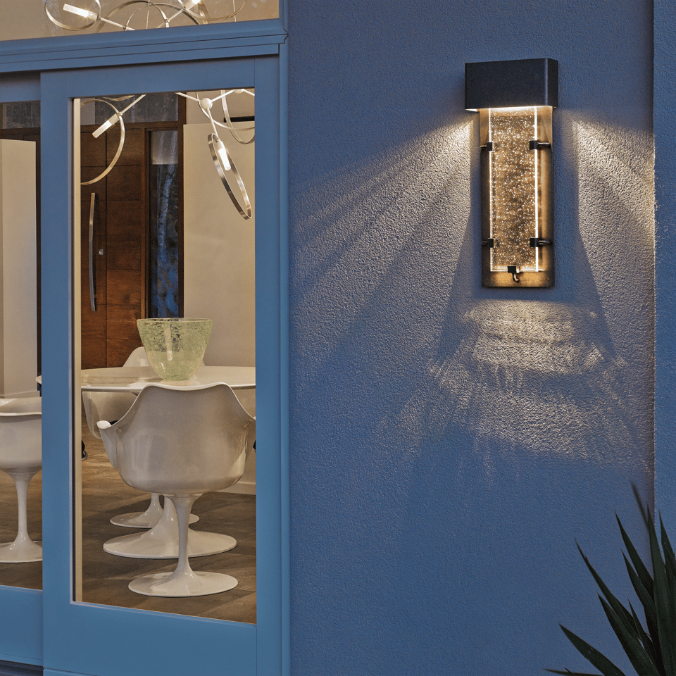 Hubbardton Forge Ursa 11W Small LED Outdoor Sconce with Seeded Glass, Dimmable & UL Wet Rated