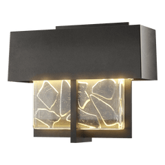 Hubbardton Forge Shard 1-Light Small LED Outdoor Sconce, Handcrafted Clear Glass, 3000K Warm Light