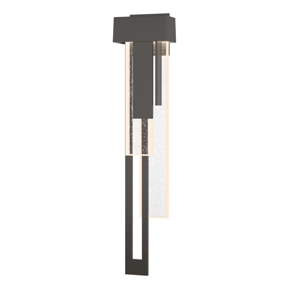 Hubbardton Forge Rainfall Large LED Outdoor Sconce, 15W, 350 Lumens, Wet Rated, Dimmable, Seeded Glass