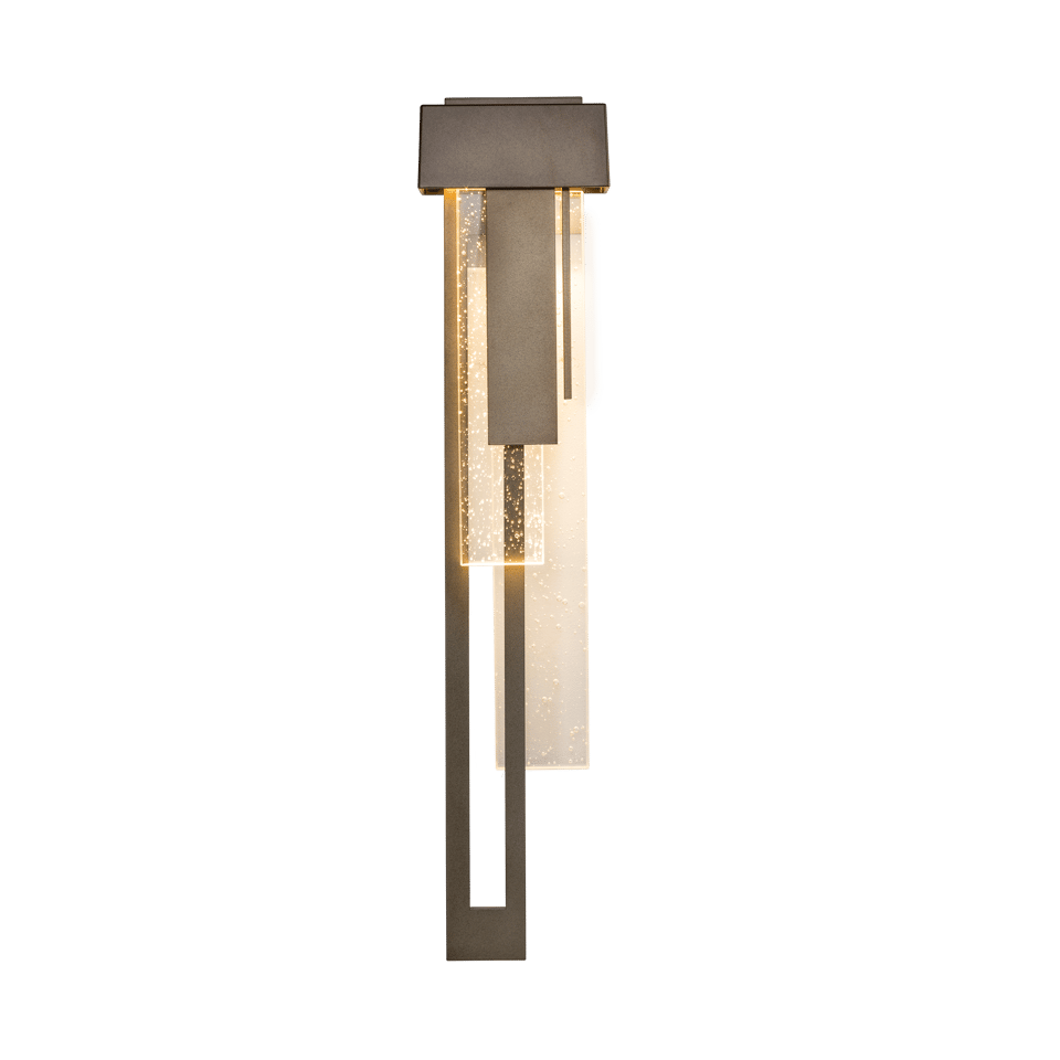 Hubbardton Forge Rainfall Large LED Outdoor Sconce, 15W, 350 Lumens, Wet Rated, Dimmable, Seeded Glass