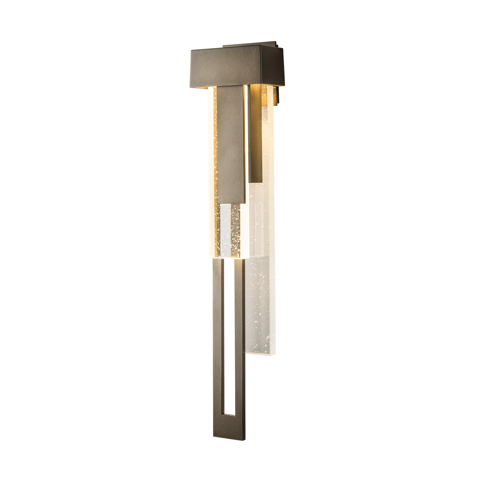 Hubbardton Forge Rainfall Large LED Outdoor Sconce, 15W, 350 Lumens, Wet Rated, Dimmable, Seeded Glass