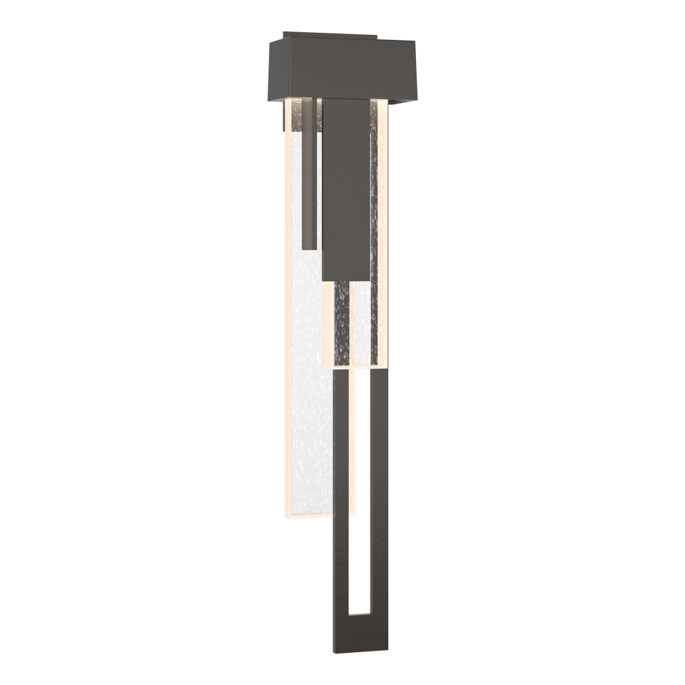 Hubbardton Forge Rainfall Large LED Outdoor Sconce, 15W, 350 Lumens, Wet Rated, Dimmable, Seeded Glass