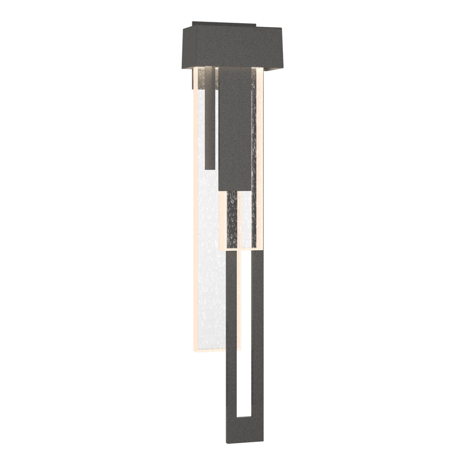 Hubbardton Forge Rainfall Large LED Outdoor Sconce, 15W, 350 Lumens, Wet Rated, Dimmable, Seeded Glass