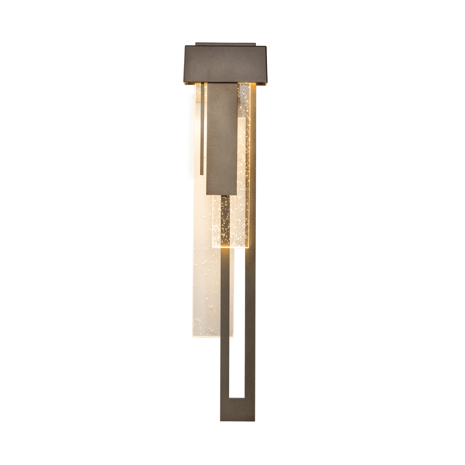 Hubbardton Forge Rainfall Large LED Outdoor Sconce, 15W, 350 Lumens, Wet Rated, Dimmable, Seeded Glass